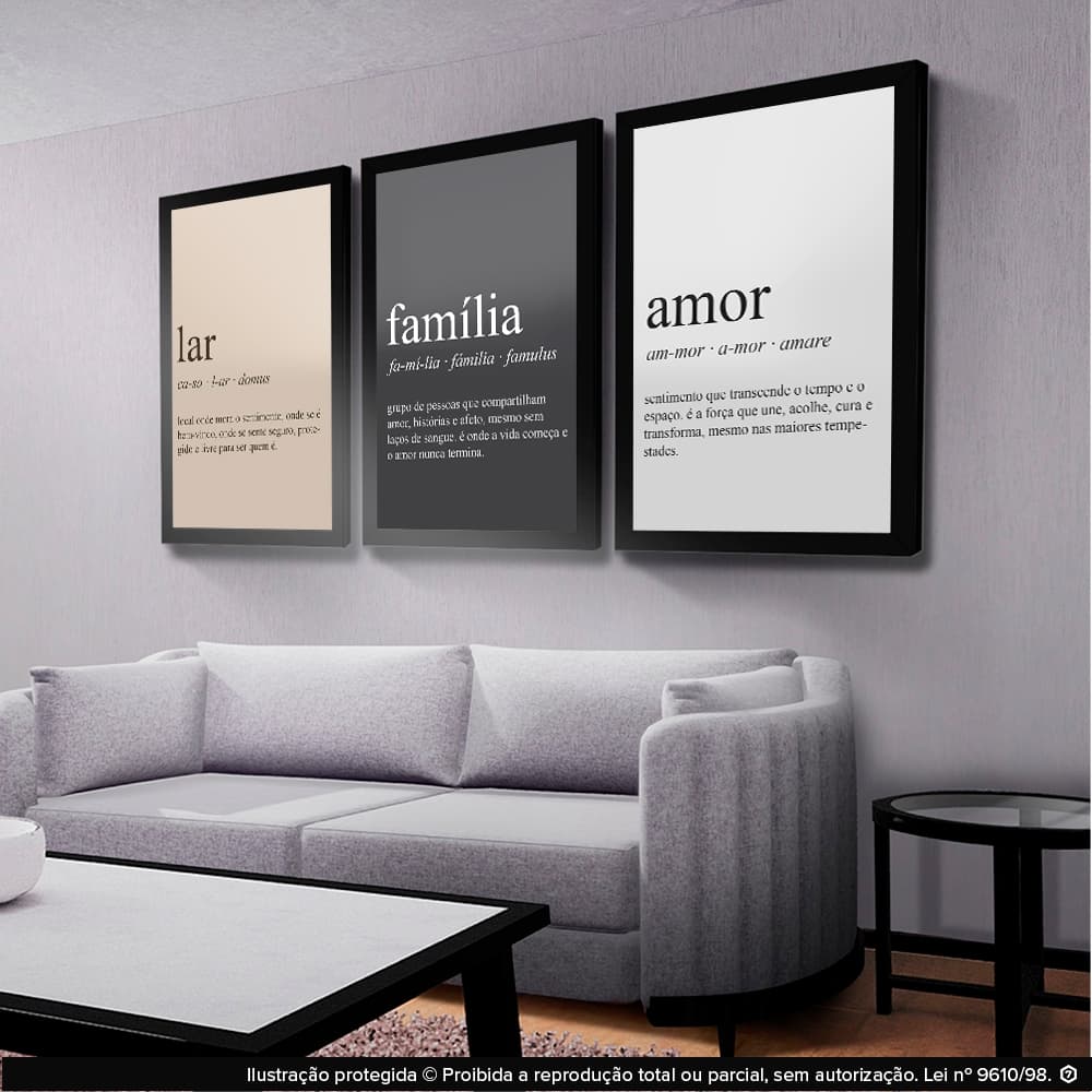 Quadros Decorativos Lar Familia Amor Frases Mosaico Sala Quarto Escritório Hall