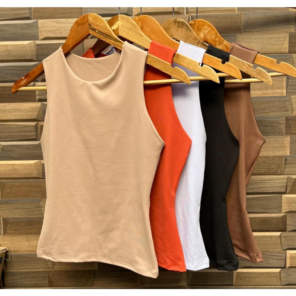 Kit 3 Regatas Casual Básica Suplex Duplo Blusa Feminina Blogueira Tendencia