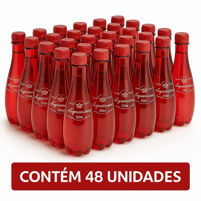 Água com gás ph alto 6,5 acquissima 310ml - pack 48 unidades garrafa rosa água gaseificada drinks festa