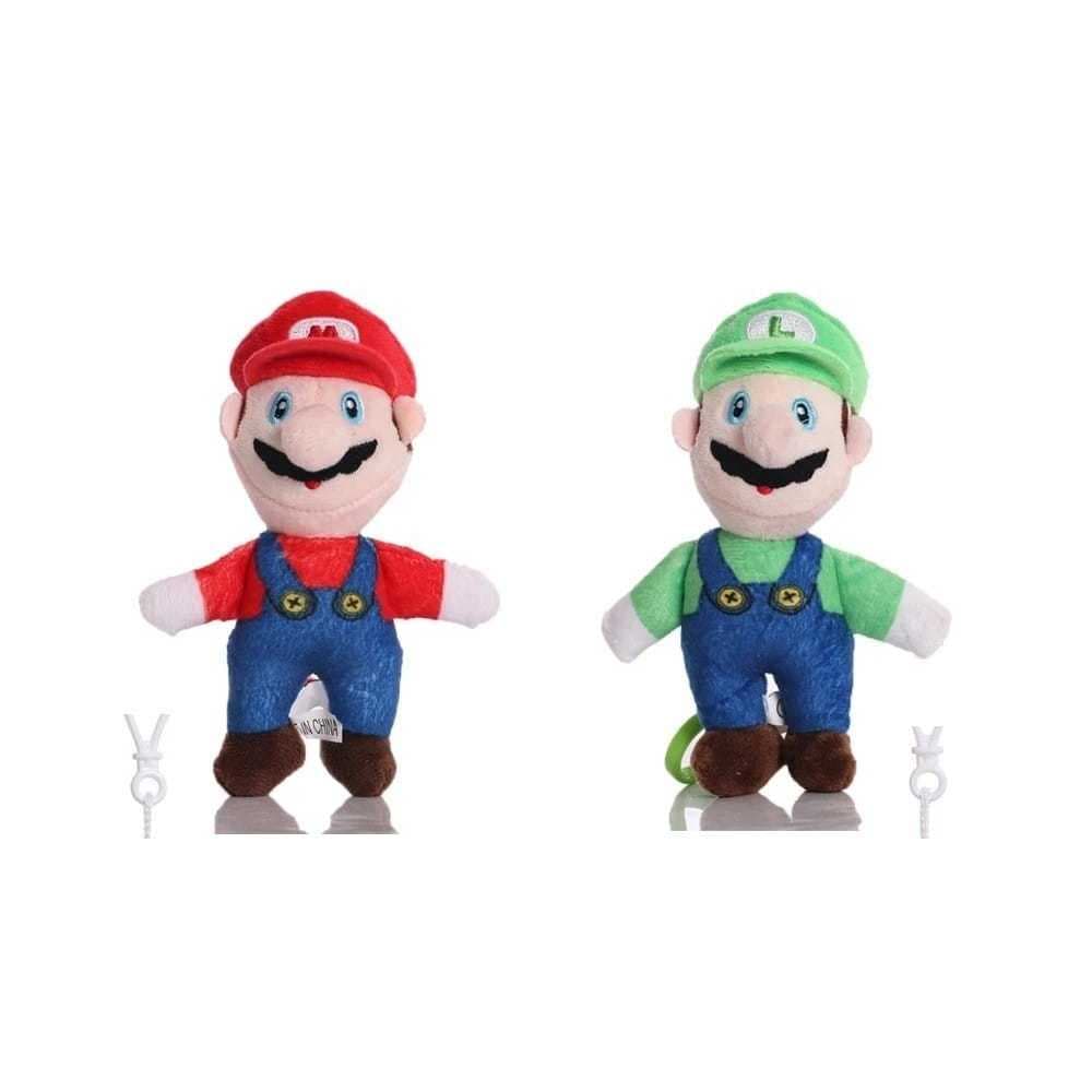 Chaveiro de Pelúcia Desenho Super Mario Bros e Luigi 15cm