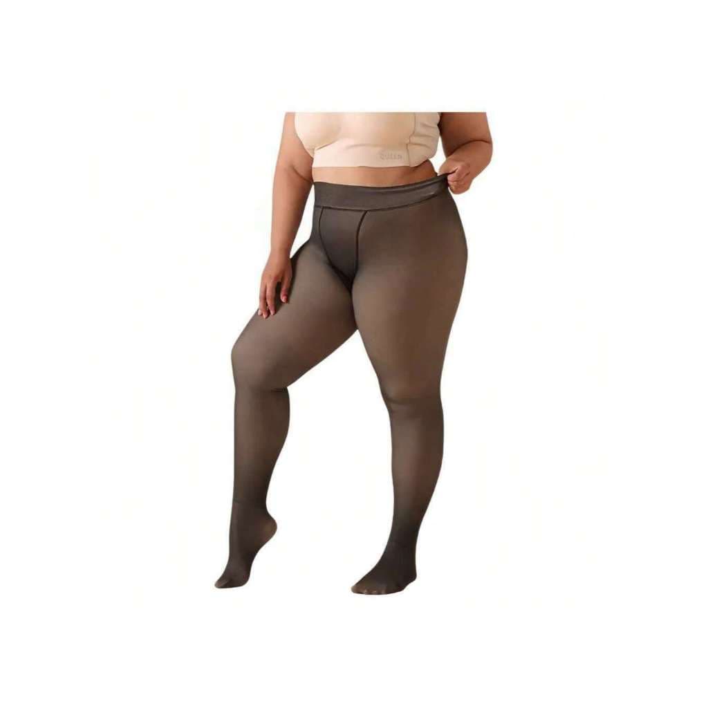 Meia-Calça Térmica Translúcida Feminina | Efeito Falso Transparente com Forro Aveludado e Alta Elasticidade