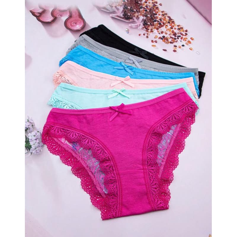 Kit 6 Calcinhas Sensuais Femininas de Renda Floral Confortáveis em forma de triângulo Vazado