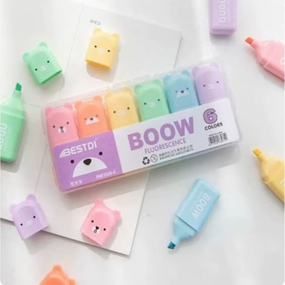Mini Marca Texto Ursinhos - Boow - 6 Cores