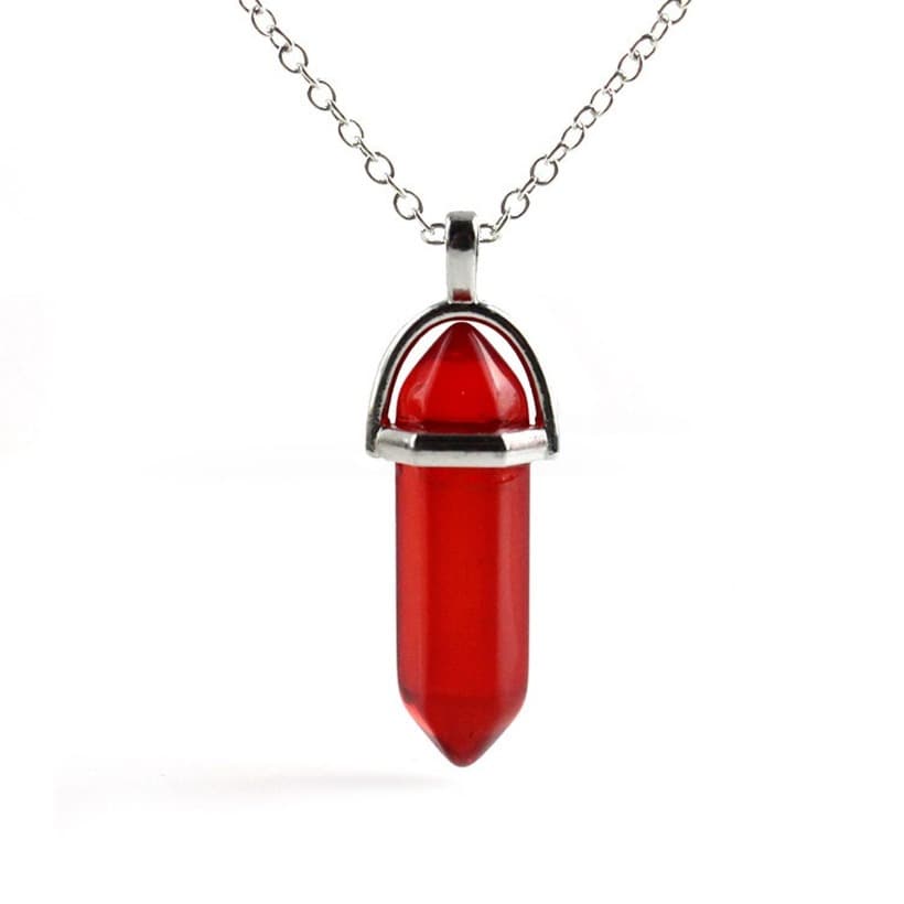 Obelisco Colar Vermelho Pedras Cristais Translucido Cordão Ajustável Masculino Corrente Aço Inox