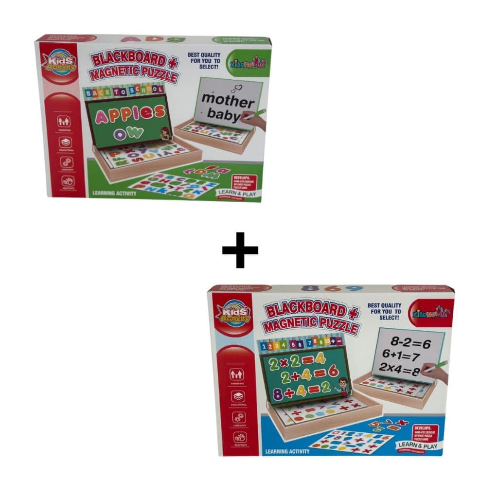 Kit Brinquedos Educativos Alfabeto E Matemática Madeira Magnéticos Com Lousa Mágica Pedagógicos