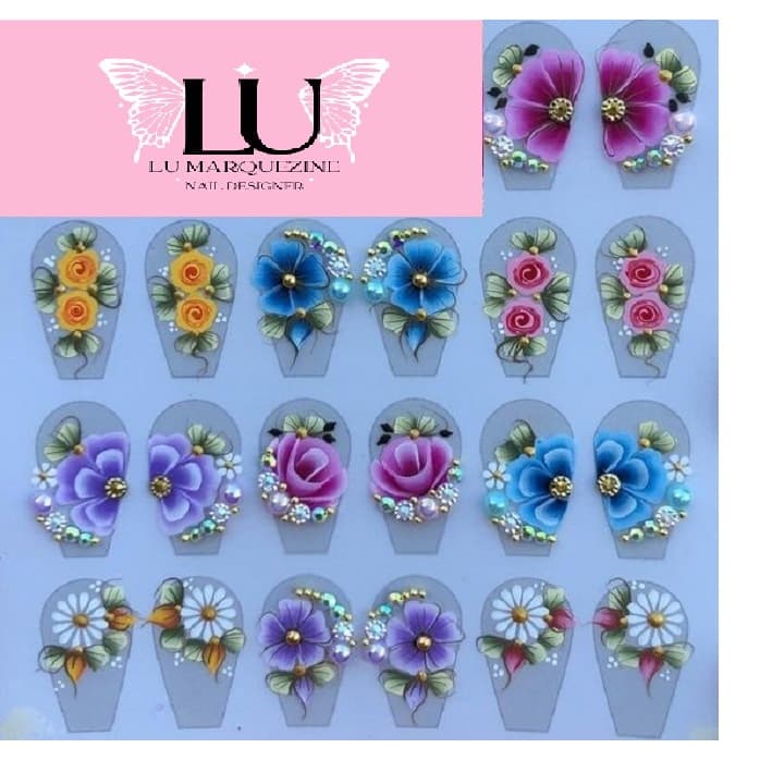 80 Adesivos para unhas, Artesanais, Pedrarias, Jóias, Unha, Strass, CARTELÃO