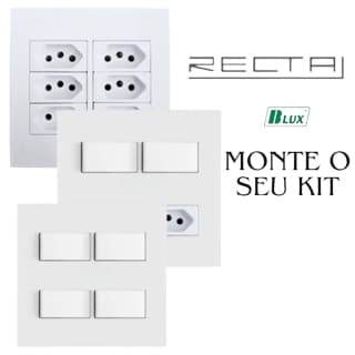 Tomada 10a 20a Interruptor Simples Paralelo Conjunto 4x4 Completo Recta Branco Satin Fosco BLUX