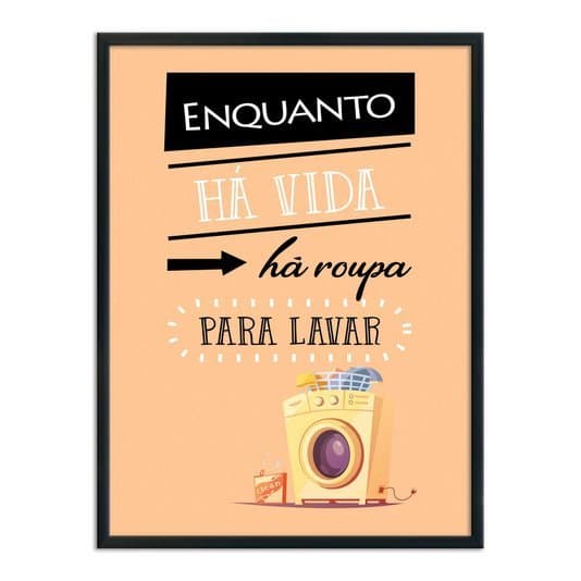 Quadro de decoração para lavanderia - lavar - roupas - máquina de lavar - 1 peça 30x20