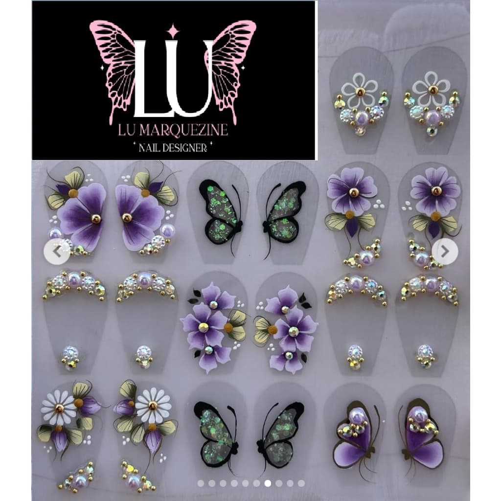 20 Adesivos para unhas, Artesanais para unhas 100% feito a mão películas para unhas artesanal