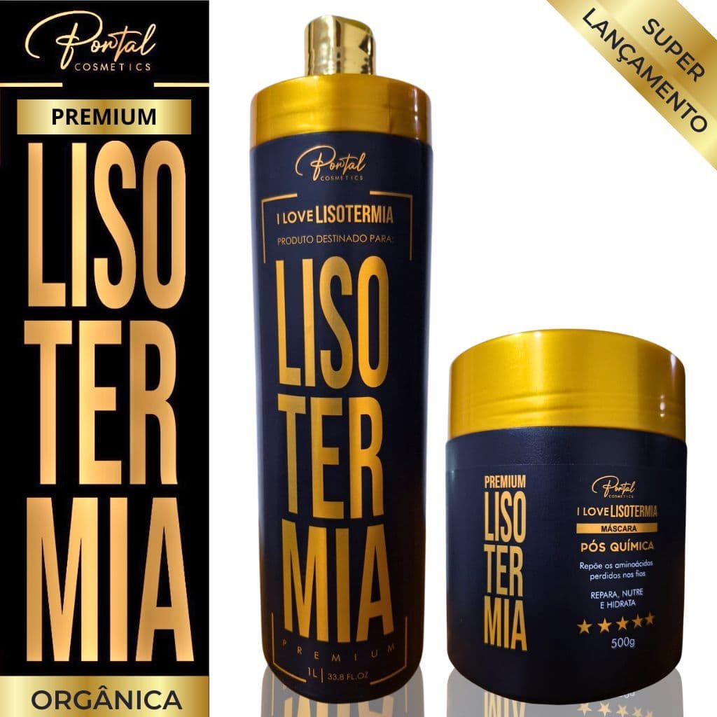 Progressiva Orgânica Sem Formol Lisotermia  -1L - Liso Extremo Máscara Collagen Tratamento Capilar 500g Pós Progressiva