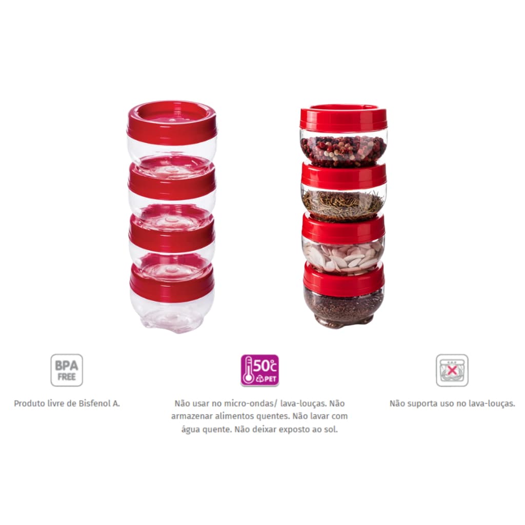 Kit Potes Organizador Rosca Empilhável Multiuso 155ml/380ML  porta tempero/treco/parafuso/botão