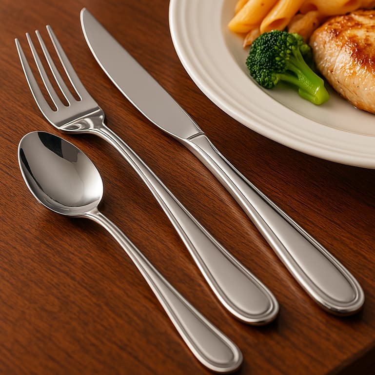 Conjunto de Talheres Faqueiro Aço Inox Garfo Faca de Mesa Colher de Chá e Sopa Classic Jantar Mec G