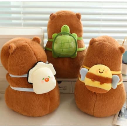 capivara de pelúcia grande com mochila de tartaruga 30cm, presente de aniversário