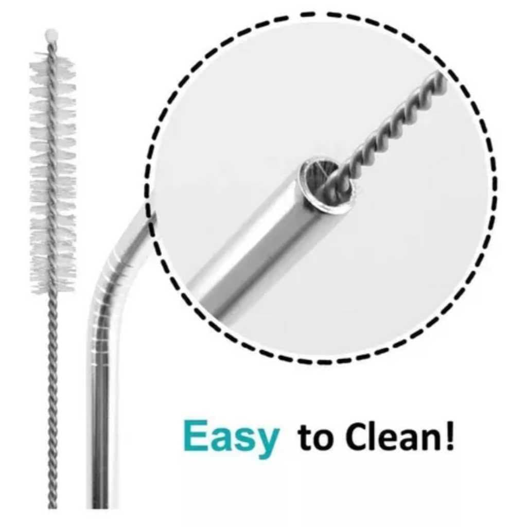 KIT 2 UNIDADES DE LIMPADORES DE CANUDO EM AÇO INOX E CERDAS DE NYLON