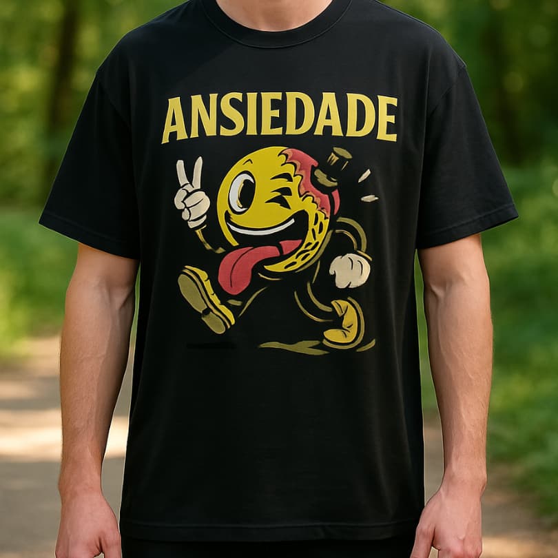 Camiseta Ansiedade Masculina Divertida Estilo Urbano