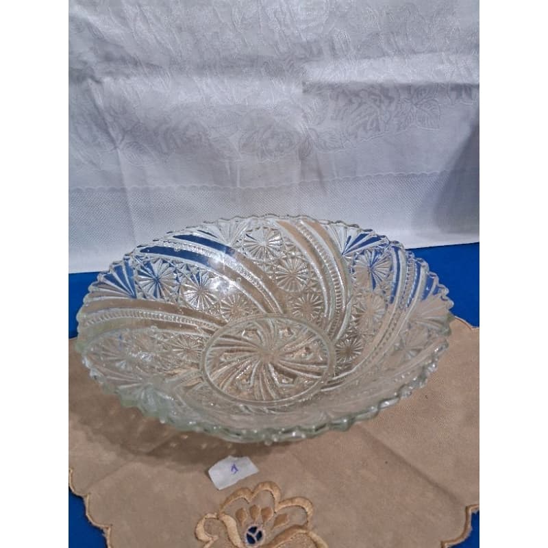 Fruteira de Vidro Prensado - Peça Vintage Decorativa