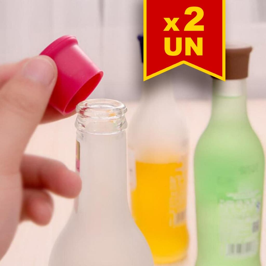 Kit 2 Tampas em Silicone para Garrafas Cerveja Vinho