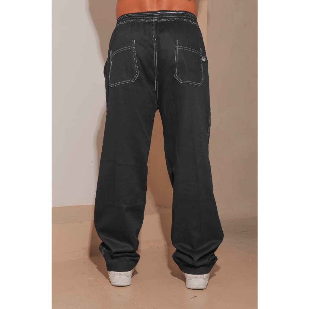 CALÇA BALÃO BAGGY BOCA LARGA RETA CINTURA COM ELASTICO