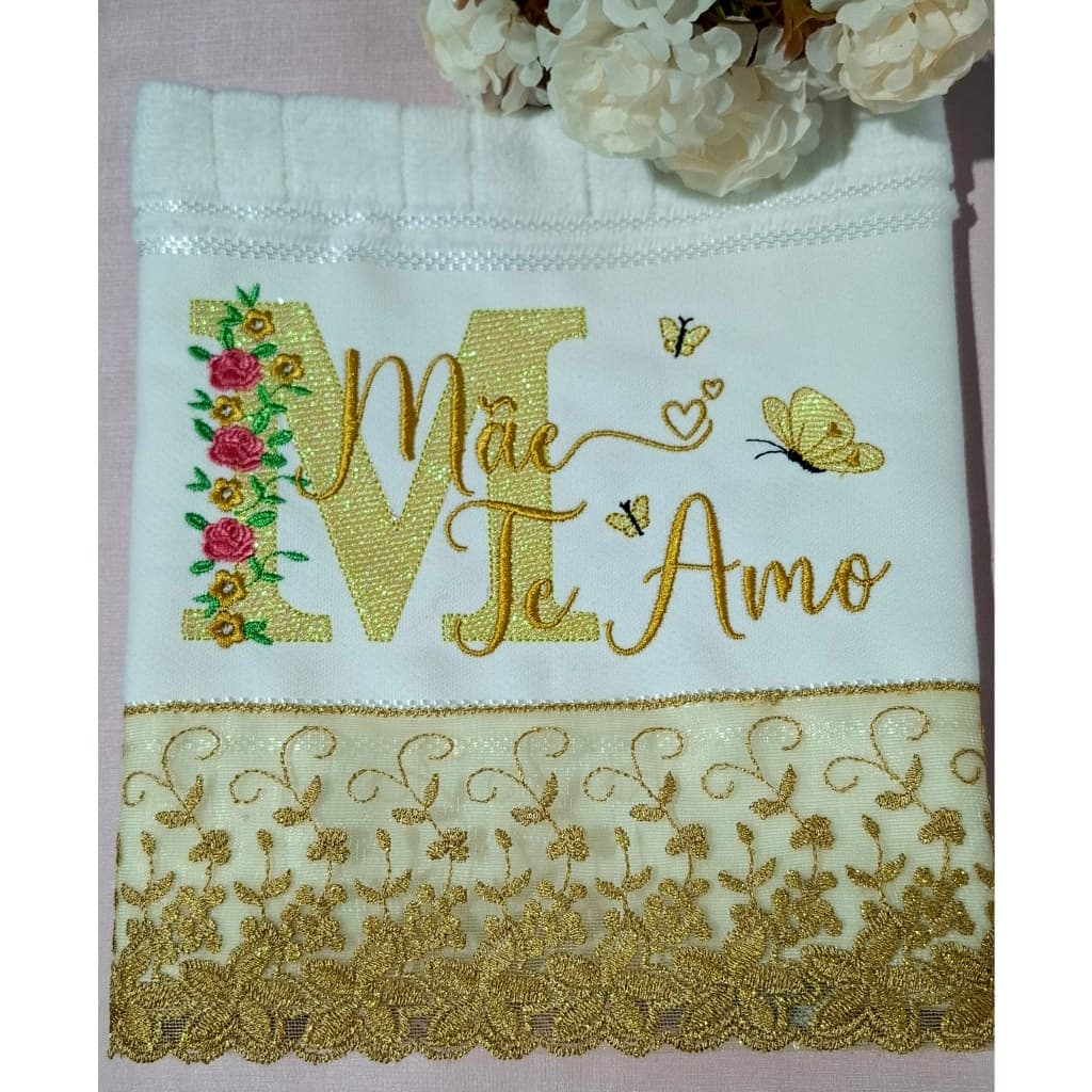 Presente para dia das mães toalha de mão personalizada em bordado.