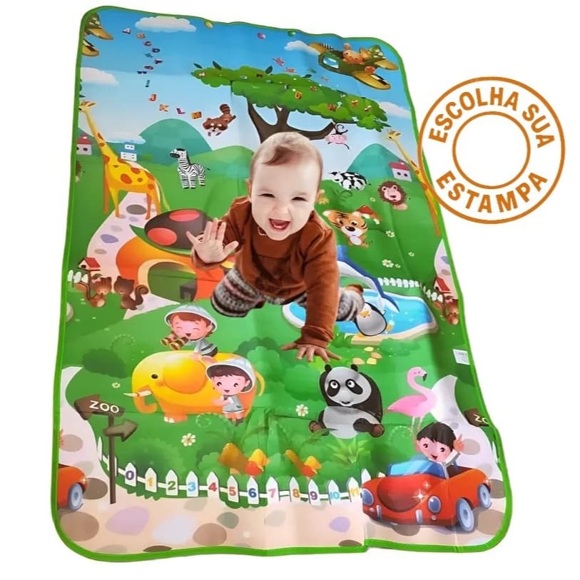 Tapete de Atividades Bebe 100x180cm Grande Bebê Gigante Tatame Térmico Educativo Infantil Engatinhar