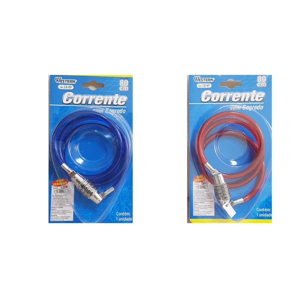 Cadeado Corrente Aço Com Segredo 80 cm para Bicicleta Bike