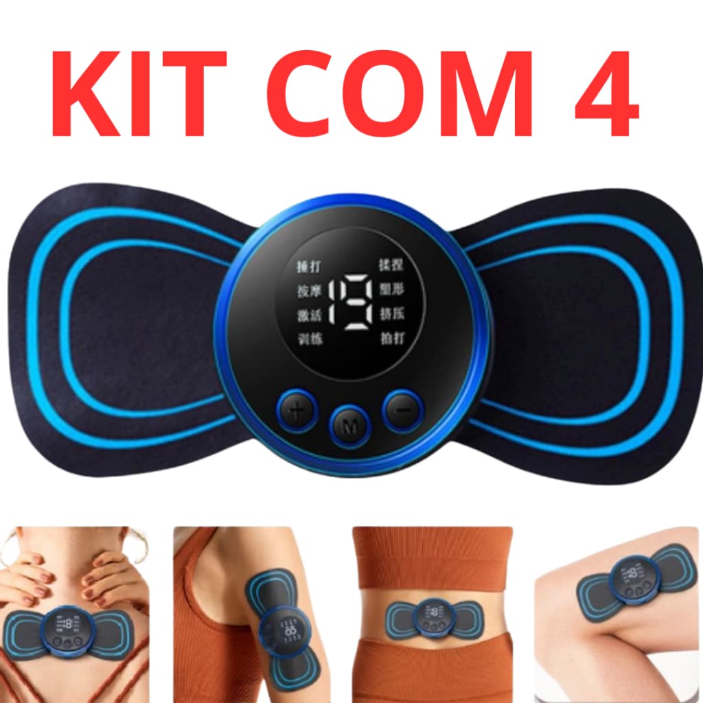 Kit Mini Massageador Portátil Eletroestimulação Alívio de Dor Muscular | 6 Modos | USB Recarregável
