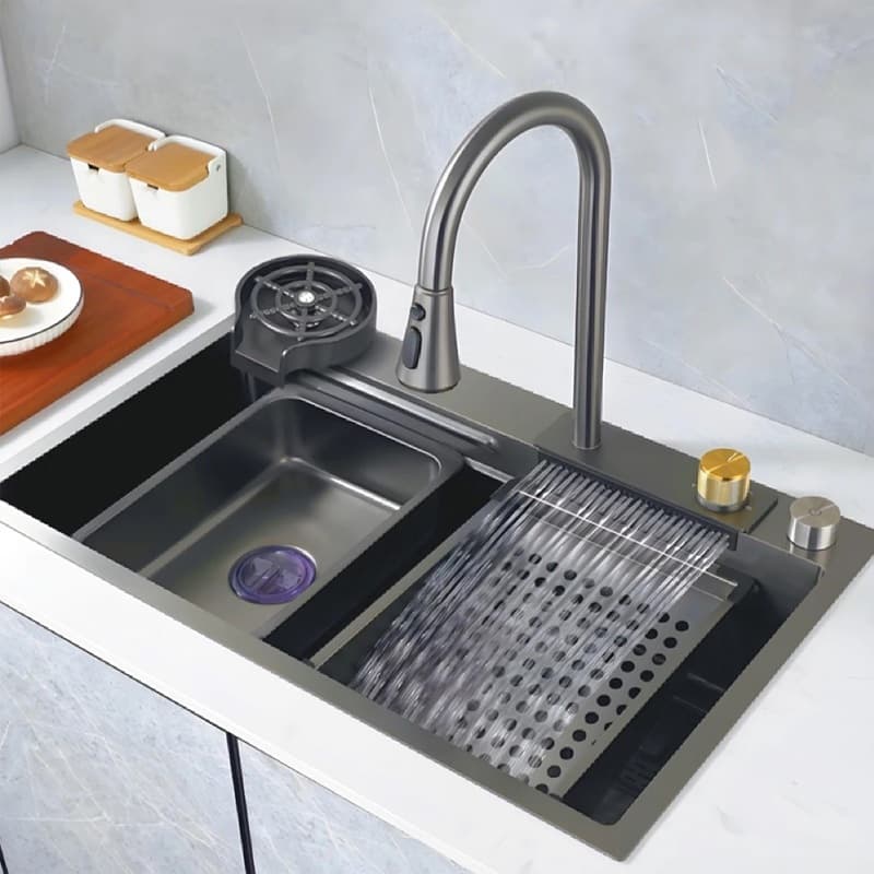 Kit Cuba Gourmet Cozinha Pia Cascata Smart Multifuncional Pia Inteligente Lavador De Copos Completa