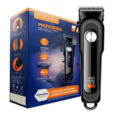 Maquina Cortar Cabelo Aparador Pelos Barbeador Profissional Cor Preto 110v/220v