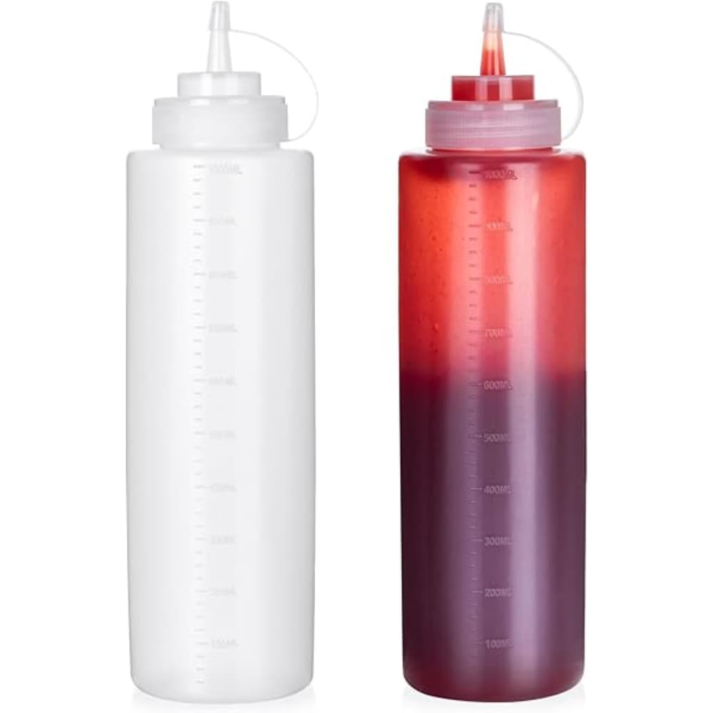 Bisnaga Grande Com Tampa 1 Litro Para Cremes Crepes 2 Pecas - Kit 2 Bisnagas 1 Litro