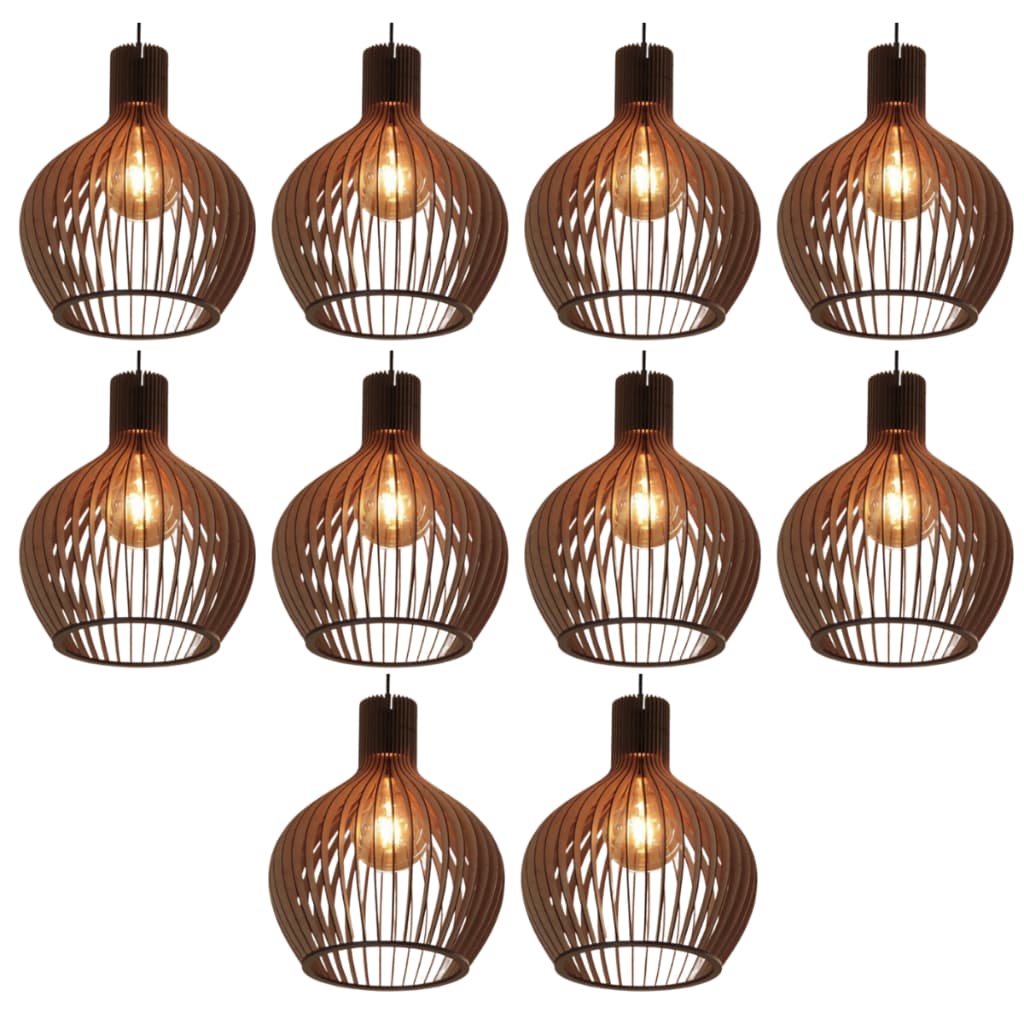 kit 10 Pendentes Luminarias Grande Com Fiação Completa Cor Marrom 28 x 34 cm - 10GMM