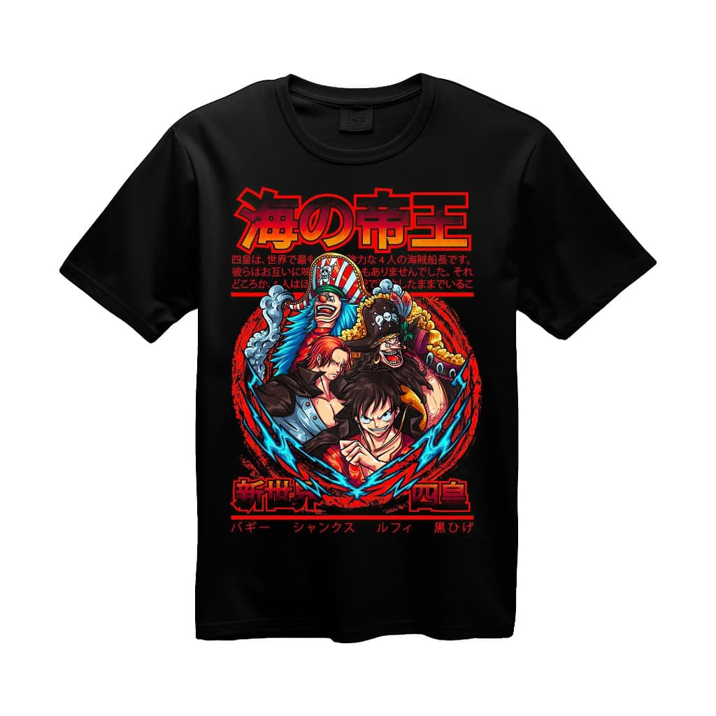 Camiseta Anime One Piece Piratas 4 Yonkou Dos Mares Shanks Barba Negra Buggy Luffy - ENVIO RAPIDO
