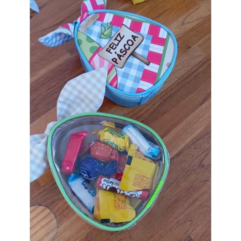 Nécessaire transparente modelo Ovo de Páscoa infantil para chocolate, brinquedo laços viagem presente