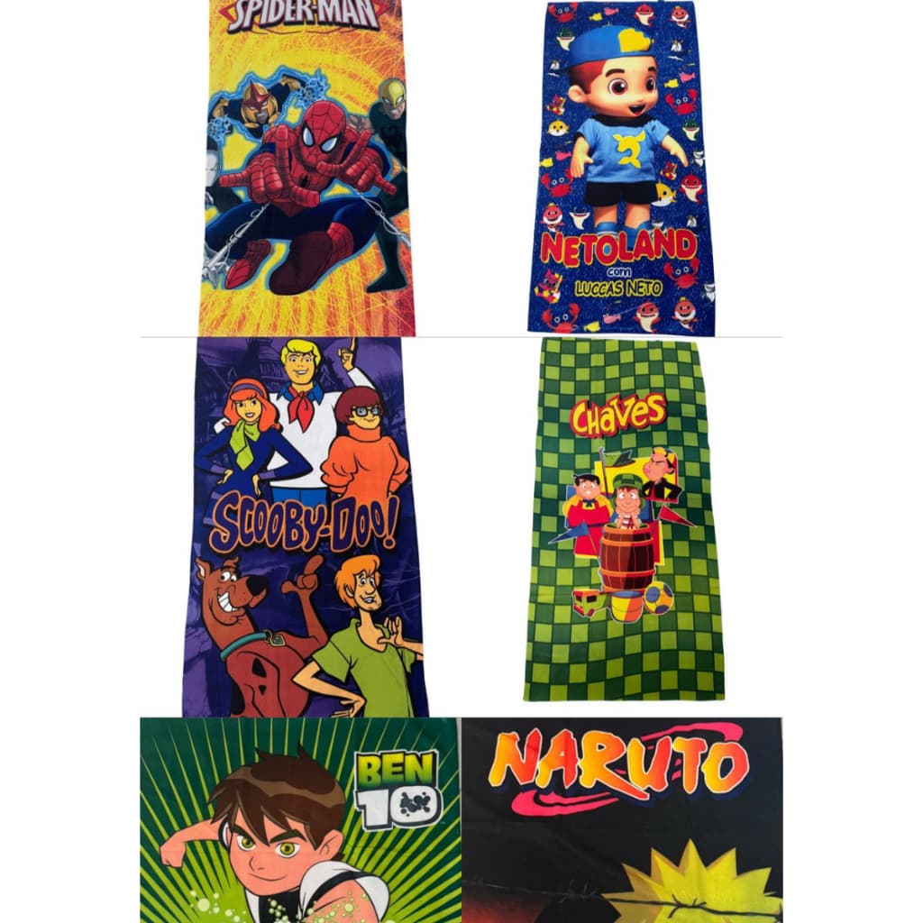 Kit 7 Toalhas De Banho Meninos e Meninas Varias Estampas Sortidas Toalhas Macias Para Crianças