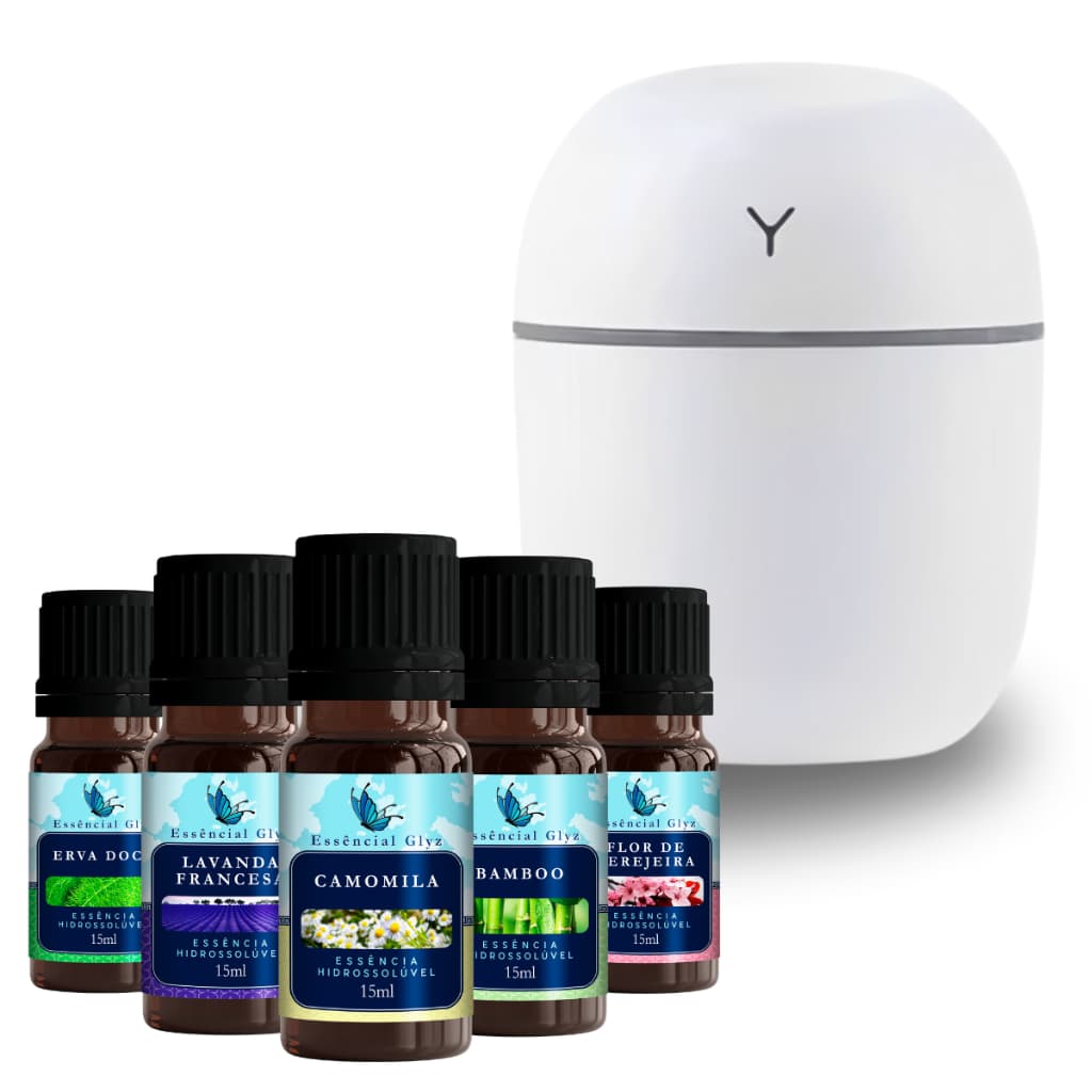Kit Umidificador USB + 10 Essência: Ar Puro e Aromático