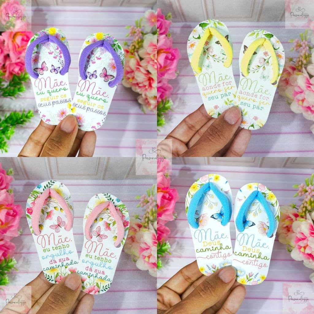 30/50/100 Cartões de Chinelo de Xuxinha Mimo Feliz Dia das Mães (Sandália com Xuxinha ou Elástico de Cores Sortidas)