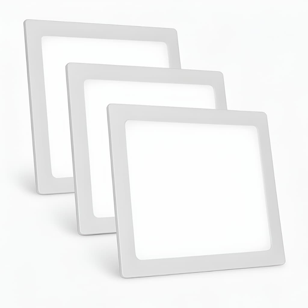 Kit 3 Plafon Led Quadrado 24w Painel Embutir 6500K 4000K 3000K
