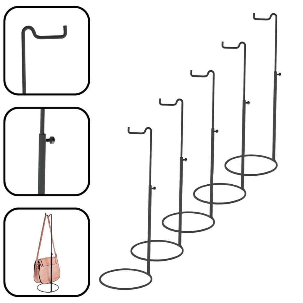 Kit 5 Expositor Porta Bolsa Regulável Para Vitrines Balcão - Preto