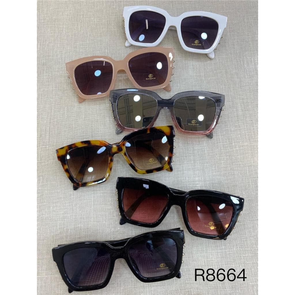 Óculos de Sol Feminino R8664 – Estilo Retrô com Armação Grossa e Lente Degradê