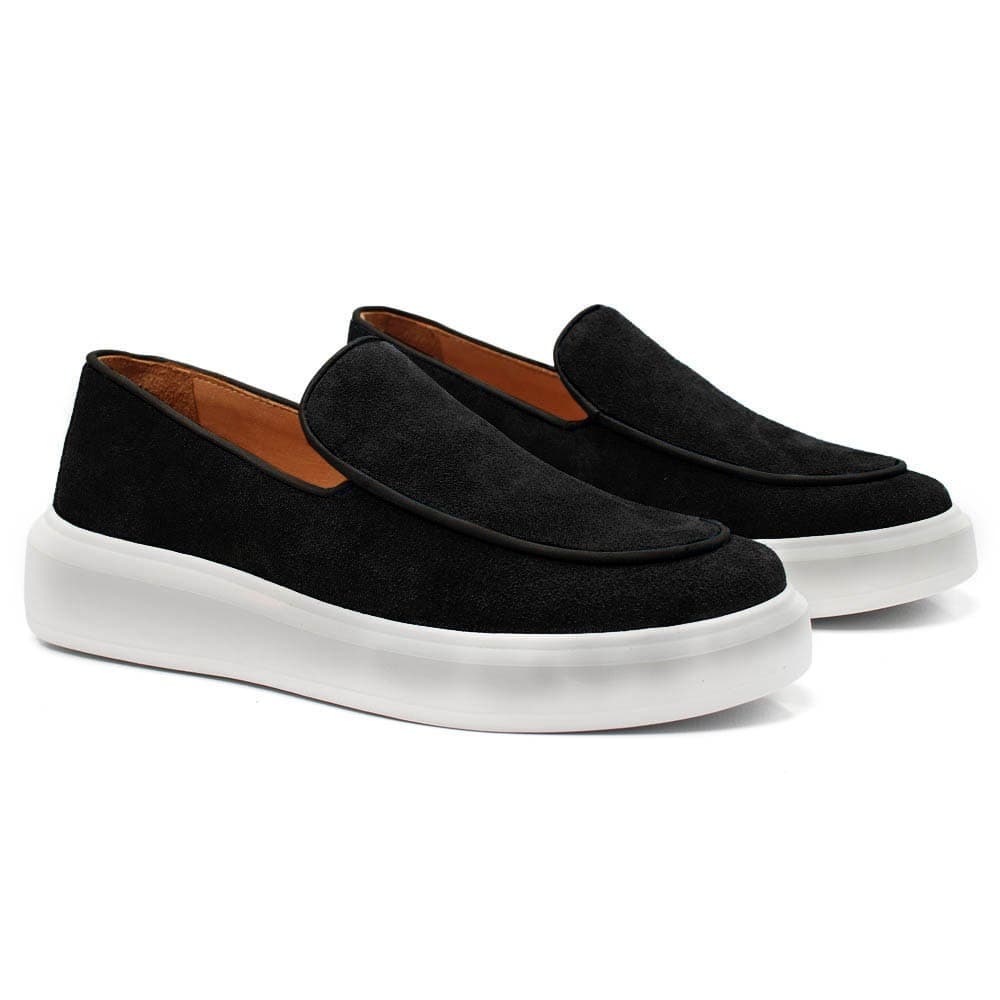 Loafer Masculino Em Couro Camurça Confortavel Estilo
