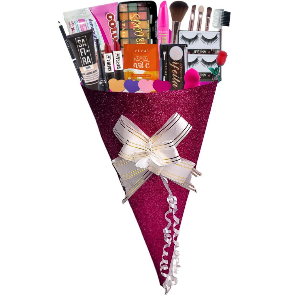 Maquiagem Completa Presente Kit de Buque Pincéis  com Melhores Itens Rímel Menina