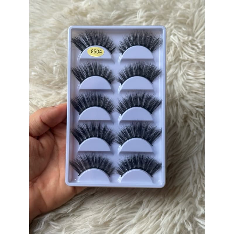 Caixa 5 Pares Cilios Postiço Longo e Volumoso G504