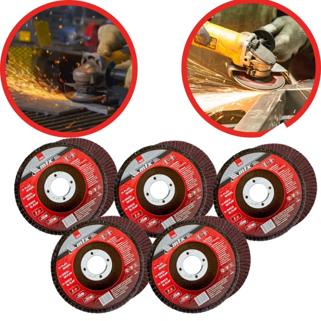 5 Disco Flap Para Lixadeira Esmerilhadeira G40 115mm 22mm Mtx Funileiro Serralheiro para Aço, Ferro