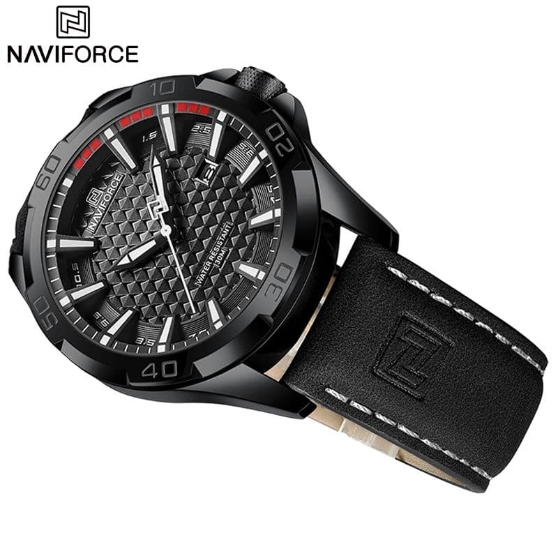 Relógio  NaviForce  Black Casual Esporte Militar Modelo Pulseira Em Couro- Produto no Brasil Envio Imediato