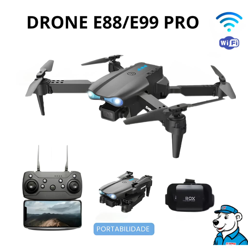 Brinquedo para Lazer e Filmagens  Drone E88 PRO com Câmera – Drone Barato ENVIO IMEDIATO