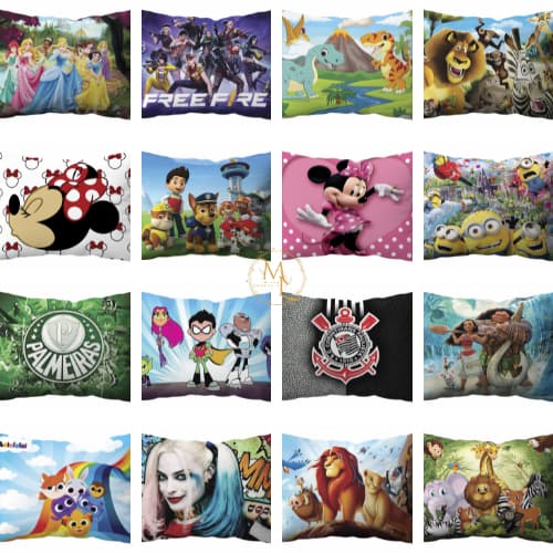 Capa Fronha de Travesseiro com zíper Infantil Personagens e Desenhos 70cm x 50cm - Fronha Infantis várias estampas