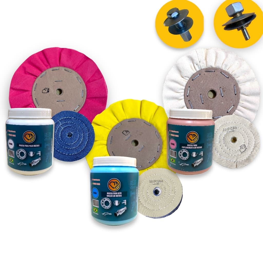 Kit 365 - Polir Brilho Espelhar Roda Tanque Massa Liquida 20CM