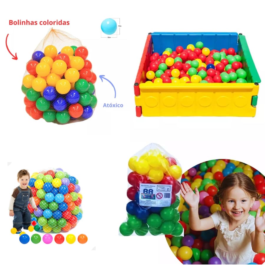 Bolinha plástica colorida para piscina de criança 76mm 100 Unidades