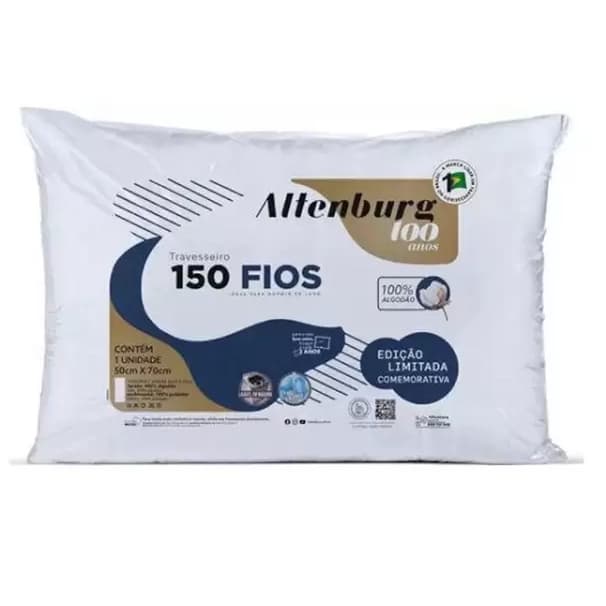 Travesseiro Altenburg 150 Fios 100% Algodão  50x70cm Suporte firme Para Quem Dorme de Lado