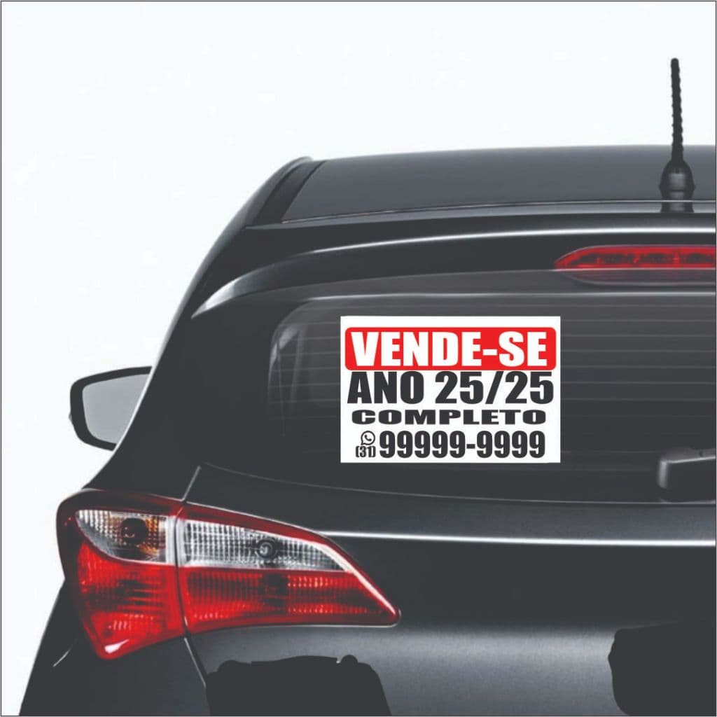 Adesivo de Vende-se Carro 30x20cm Aplicar no Vidro do Carro