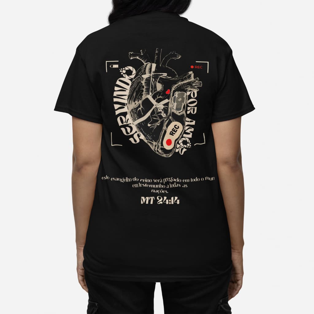 Camiseta Unissex Básica Mídias REC texto biblico Mateus 24 - 100% algodão